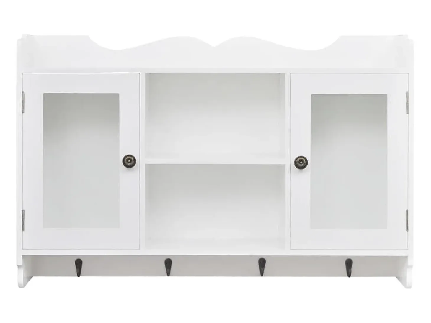 Vitrina de pared con estante para libros, DVD y cristal en MDF blanco