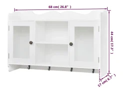 Vitrina de pared con estante para libros, DVD y cristal en MDF blanco