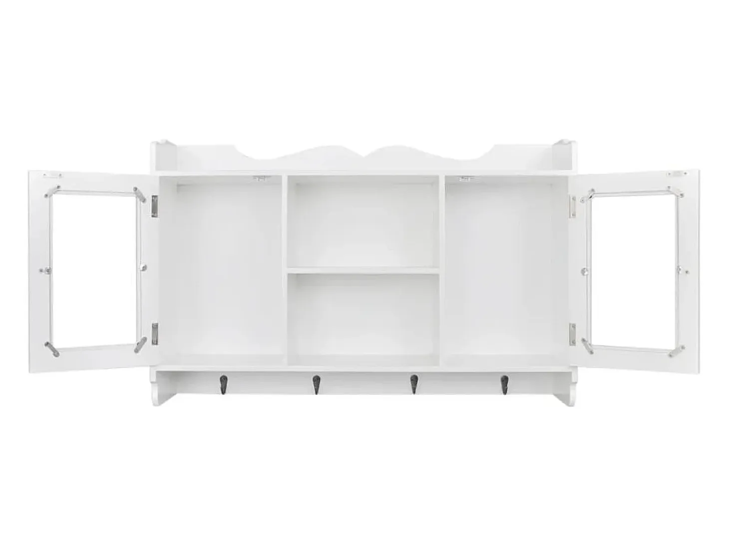 Vitrina de pared con estante para libros, DVD y cristal en MDF blanco