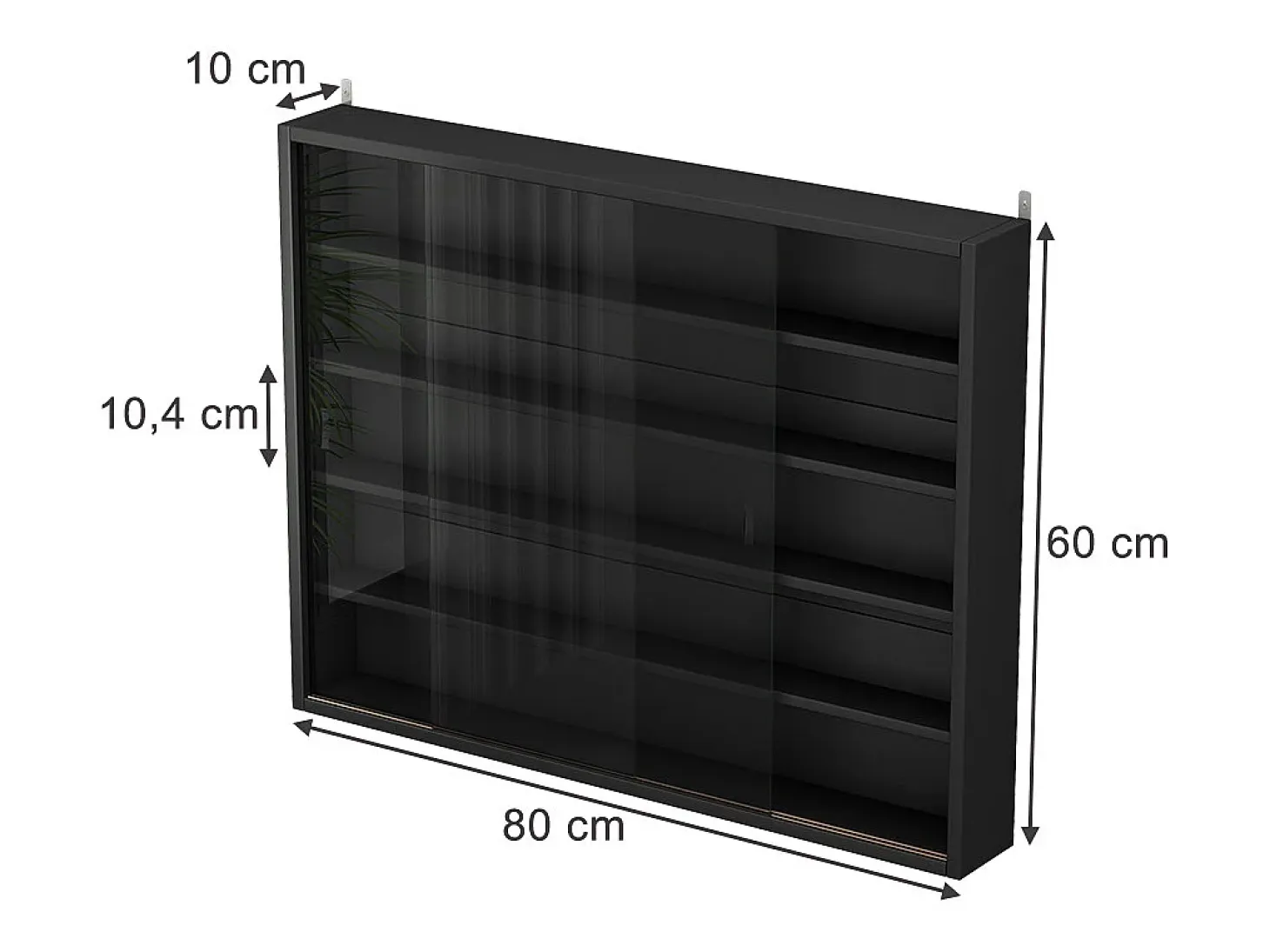 Vitrina de pared negro 80x10x60 showla