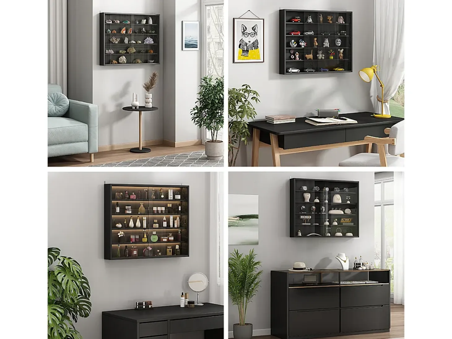 Vitrina de pared negro 80x10x60 showla