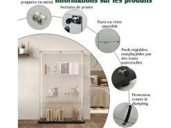 Vitrina de salón con 4 estantes y puertas dobles – Muebles de salón elegantes