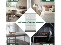 Vitrina de salón con 4 estantes y puertas dobles – Muebles de salón elegantes
