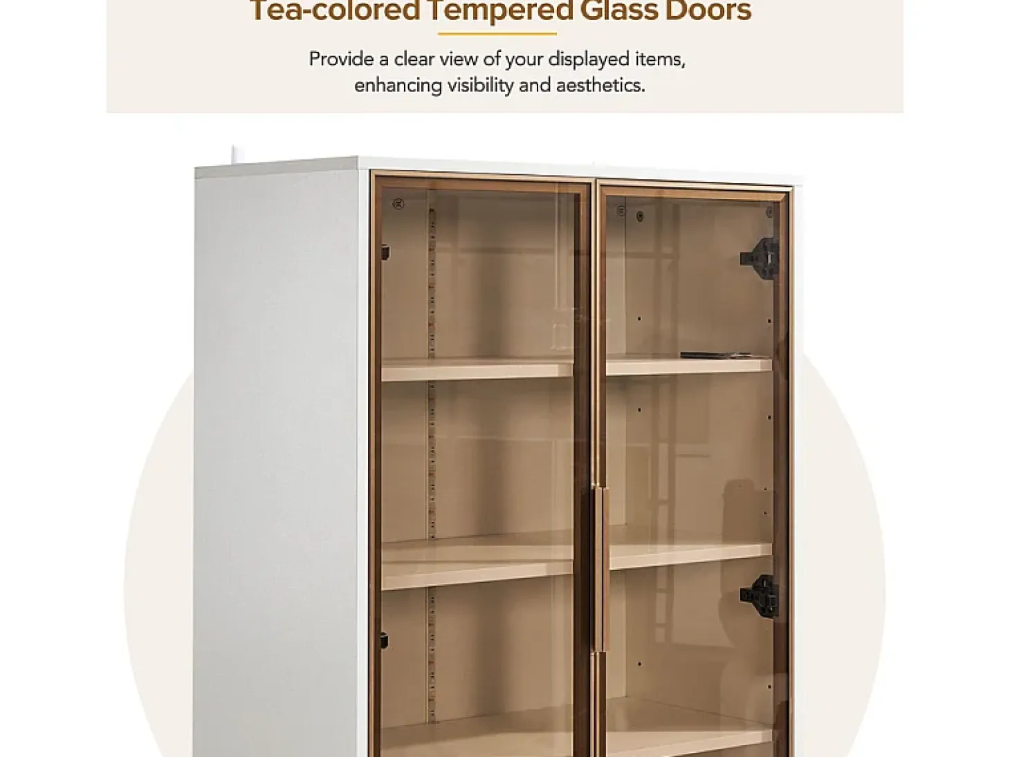 Vitrina de Vidrio 150cm - con LED - 2 Puertas y 2 cajones - estantes móviles - 70x35x150cm