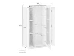 Vitrina diseño blanco brillante y madera para salón Corona