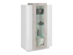 Vitrina diseño blanco brillante y gris para salón Corona