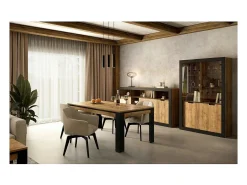 Vitrina diseño colección MEUNIER color Roble samdal y negro mate – 4 puertas