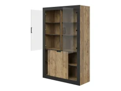 Vitrina diseño colección MEUNIER color Roble samdal y negro mate – 4 puertas
