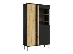 Vitrina diseño IZO – 2 puertas – Negro ónix & Roble claro – 110x195x40 cm