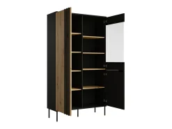 Vitrina diseño IZO – 2 puertas – Negro ónix & Roble claro – 110x195x40 cm
