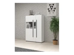 Vitrina diseño XL colección BREDA. Colores blanco mate y blanco brillante.
