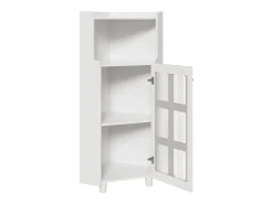 Vitrina esquinera blanca - Con iluminación LED y 2 puertas de cristal