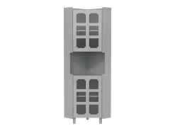Vitrina esquinera lacada - 63,5 x 45 x 157,5 cm - con LEDs + 2 puertas + estante - MDF - gris