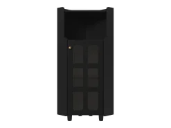 Vitrina esquinera negra - Con iluminación LED y 2 puertas de cristal