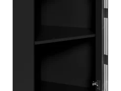 Vitrina esquinera negra - Con iluminación LED y 2 puertas de cristal