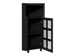 Vitrina esquinera negra - Con iluminación LED y 2 puertas de cristal