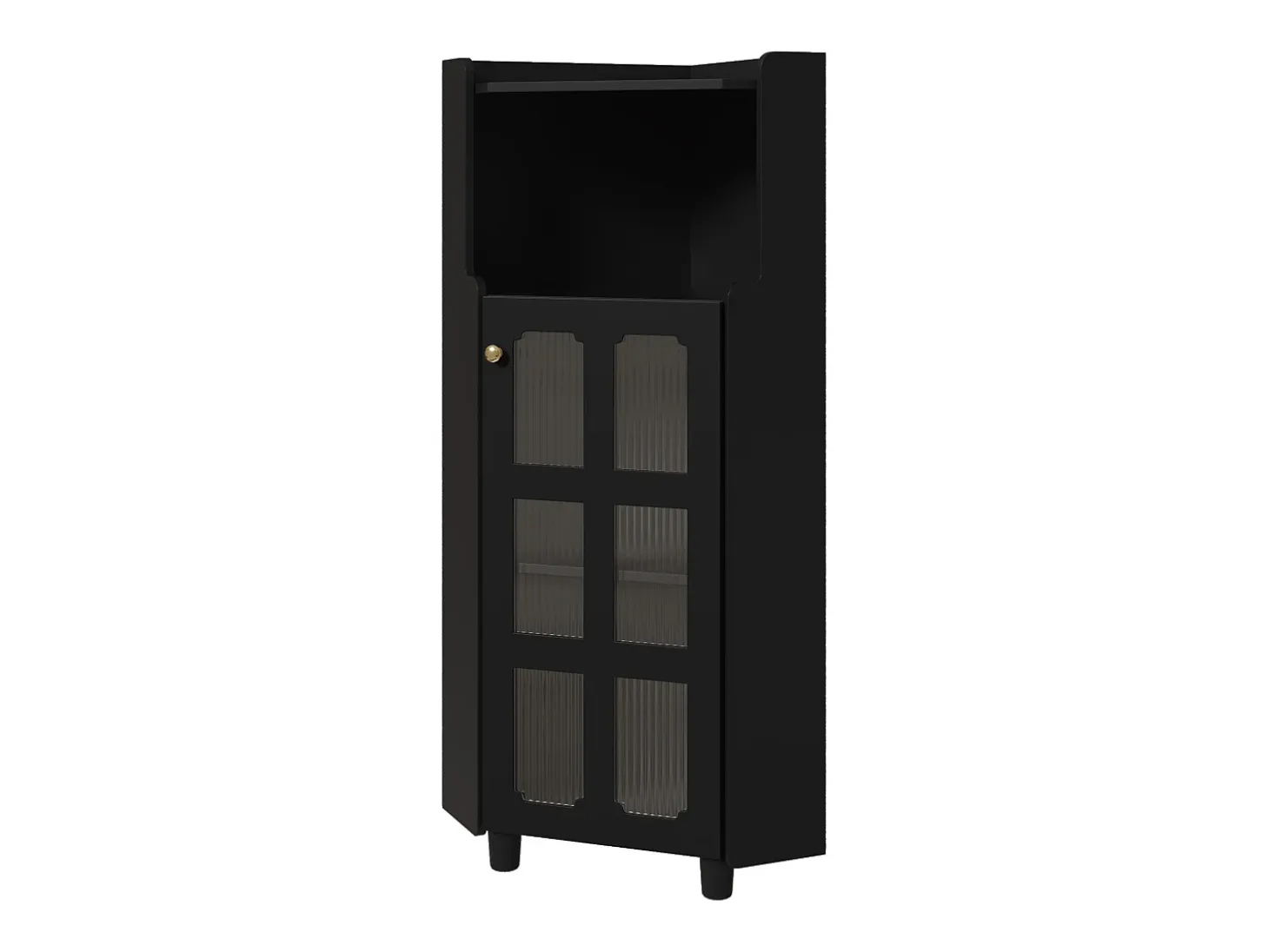 Vitrina esquinera negra - Con iluminación LED y 2 puertas de cristal