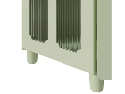 Vitrina esquinera verde con iluminación LED y 2 puertas de cristal - Madera MDF