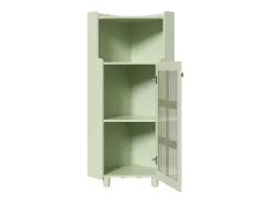 Vitrina esquinera verde con iluminación LED y 2 puertas de cristal - Madera MDF