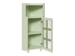 Vitrina esquinera verde con iluminación LED y 2 puertas de cristal - Madera MDF