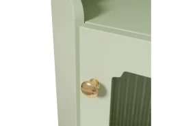 Vitrina esquinera verde con iluminación LED y 2 puertas de cristal - Madera MDF