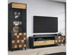 Vitrina estilo madera gris y patchwork 192 cm Parche