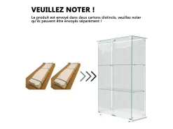 Vitrina exenta de cristal - Vitrina exenta con iluminación LED - 3 estantes - 2 puertas con cerradura - blanca