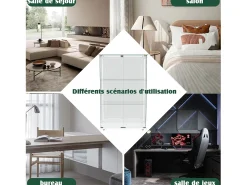 Vitrina exenta de cristal - Vitrina exenta con iluminación LED - 3 estantes - 2 puertas con cerradura - blanca