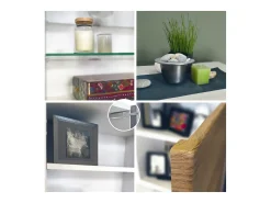 Vitrina Granada, Armario Vitrina Made in Germany con Puerta de Cristal e Inserto de Cristal, blanco mate/mezclilla mate (50 x 122,5 x 34,5 cm)