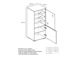 Vitrina Granada de Vladon, Armario Vitrina Made in Germany con Puerta de Cristal e Inserto de Cristal, antracita mate/mezclilla mate (50 x 122,5 x 34,5 cm)