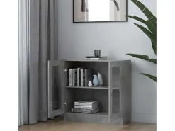 Vitrina gris hormigón 82,5x30,5x80 cm Madera de ingeniería