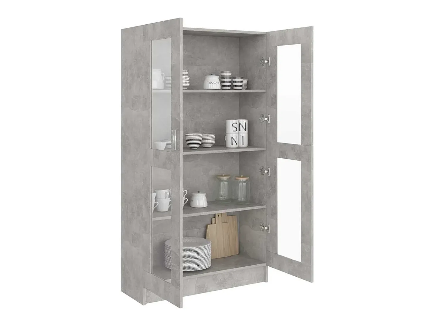 Vitrina gris hormigón 82,5x30,5x150 cm Madera de ingeniería