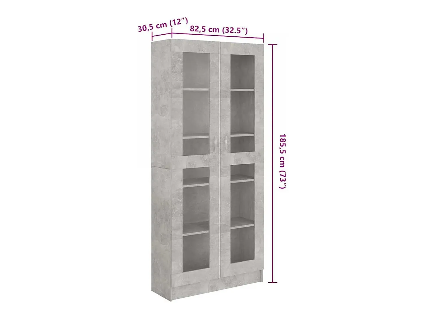 Vitrina gris hormigón 82,5x30,5x185,5 cm Madera de ingeniería