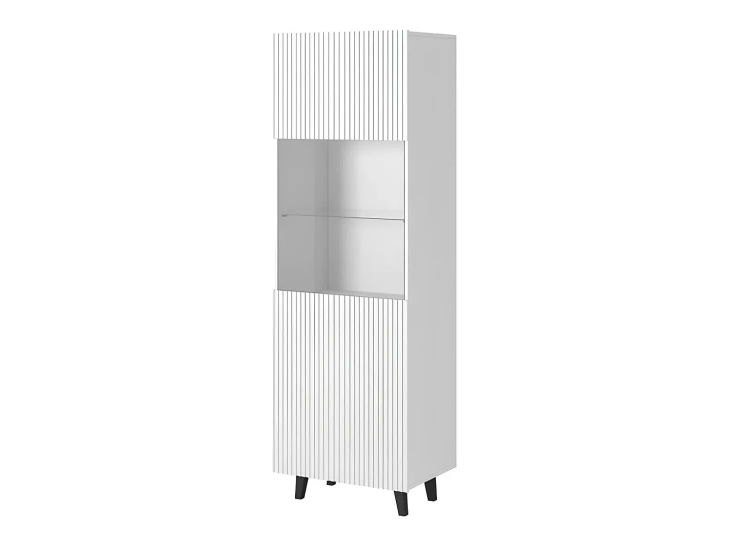 Vitrina Gustave de 2 nichos de diseño estriado blanco mate
