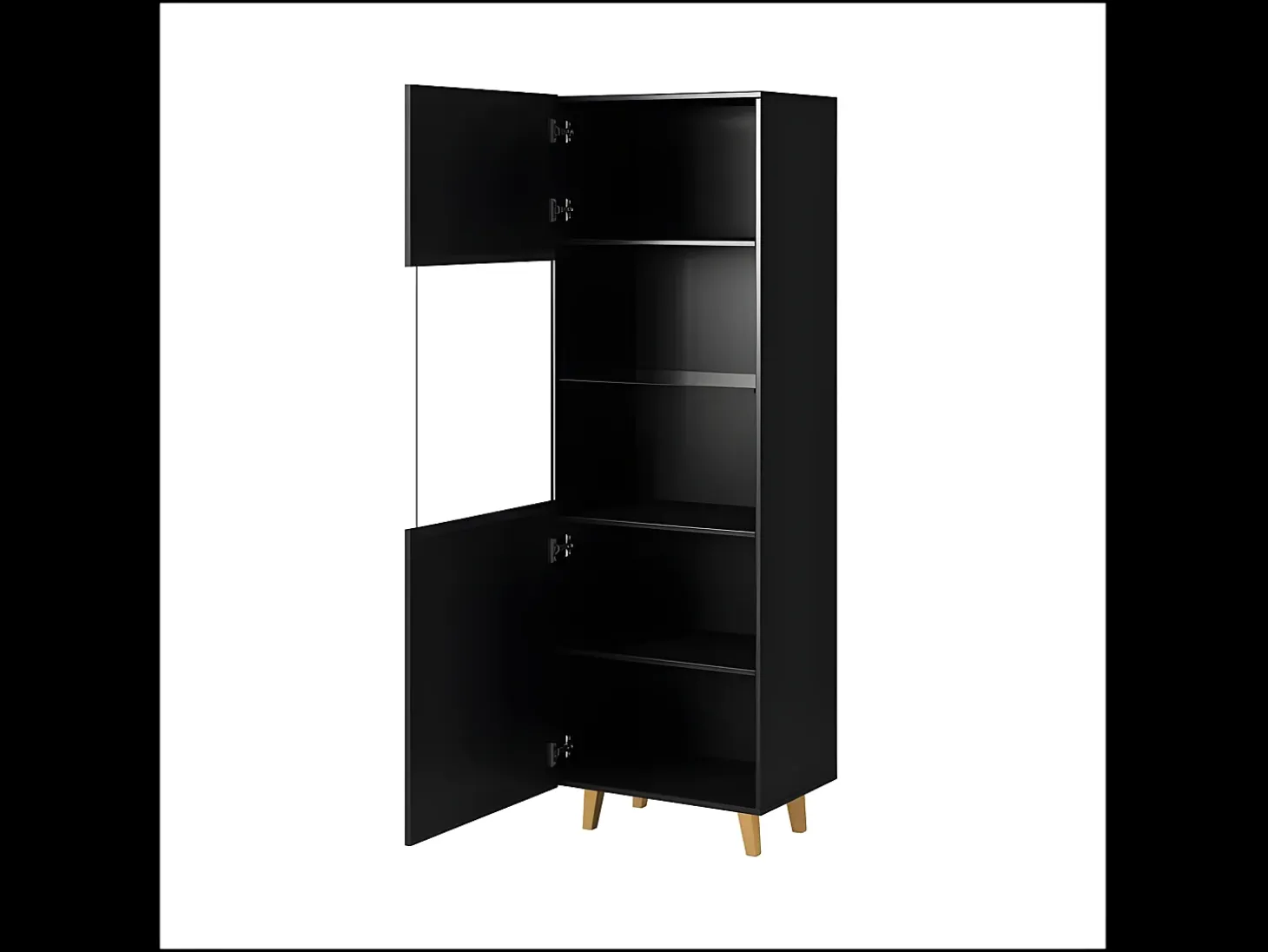 Vitrina Gustave de 2 nichos de diseño estriado en negro mate