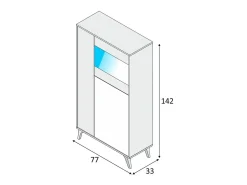 Vitrina Kikua 3 puertas roble canadian y blanco artik 142x77x33 cm
