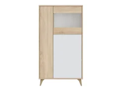 Vitrina Kikua 3 puertas roble canadian y blanco artik 142x77x33 cm
