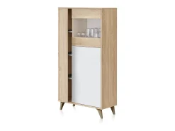 Vitrina Kikua 3 puertas roble canadian y blanco artik 142x77x33 cm