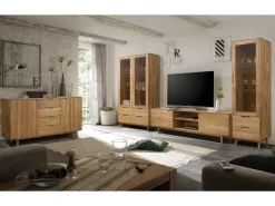 Vitrina Kundy de madera maciza de roble con 2 puertas