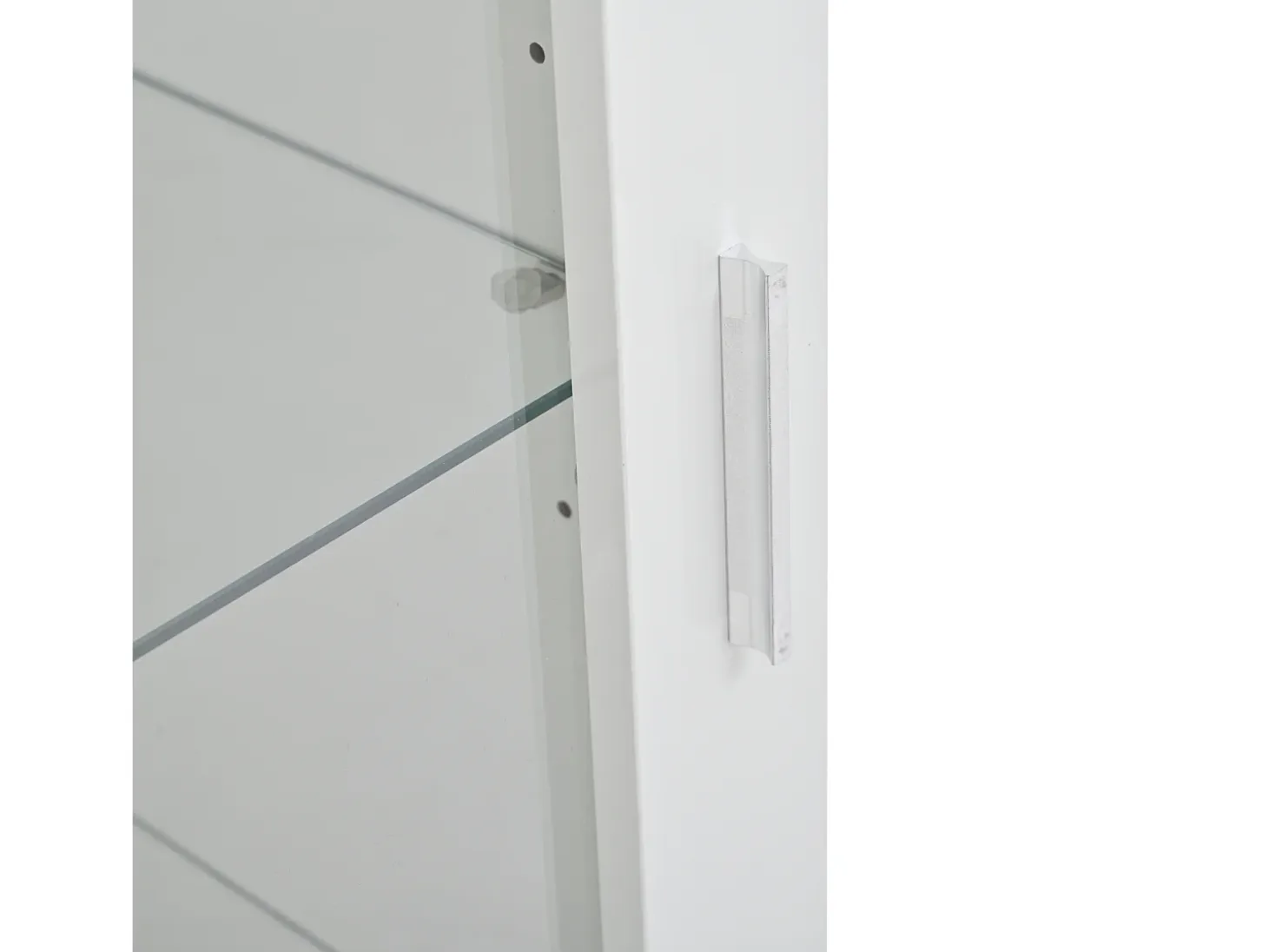 Vitrina lacada brillante 50x40x160 cm - con iluminación LED - Puerta de acrílico+1 cajón - Estantes de vidrio - Tableros de partículas - Blanco