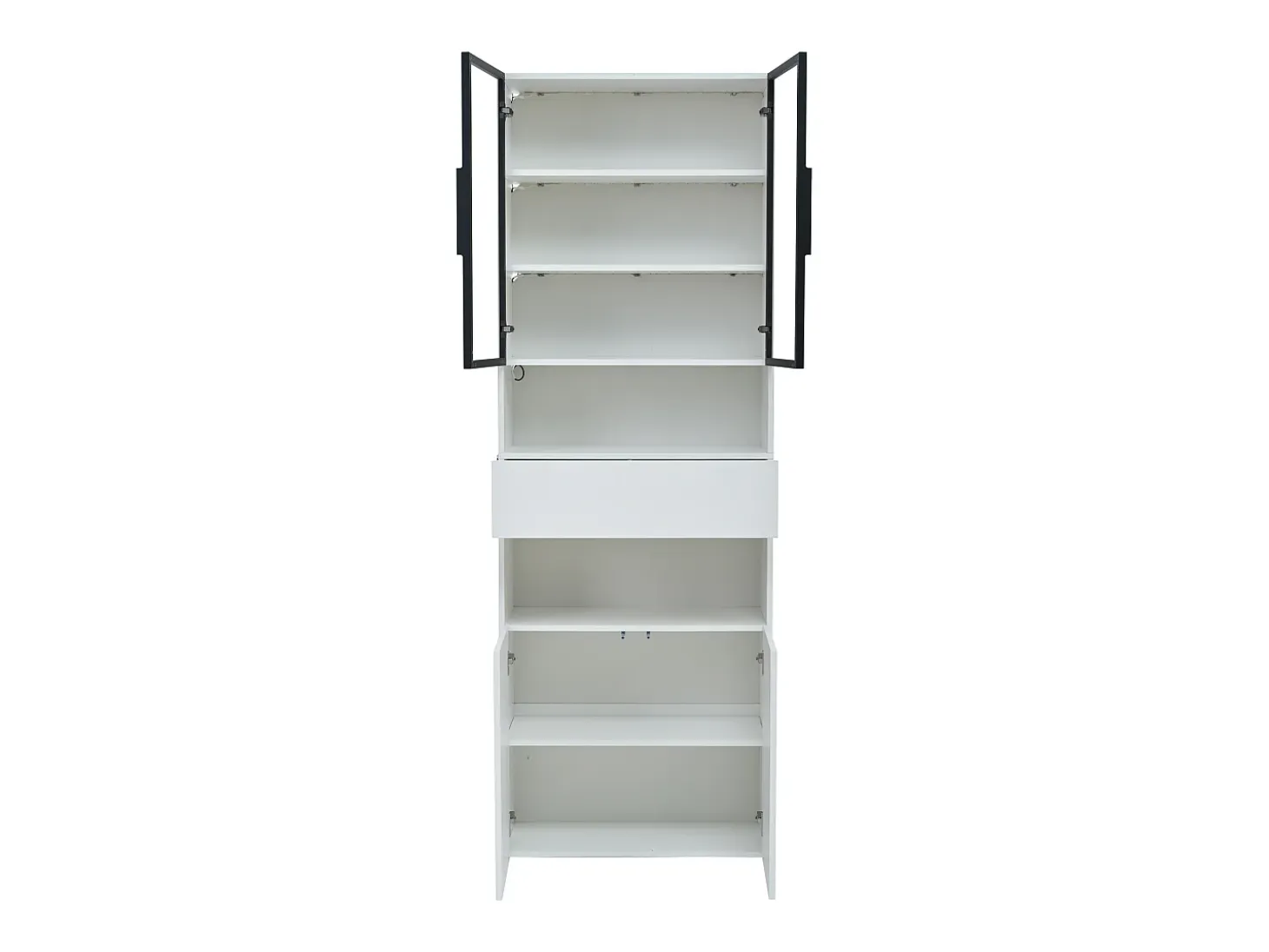 Vitrina LED blanca con 4 puertas y 1 cajón de almacenamiento - para salón y despacho