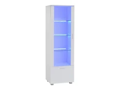 Vitrina LED blanca con puertas acrílicas y 3 estantes, 50x40x160 cm