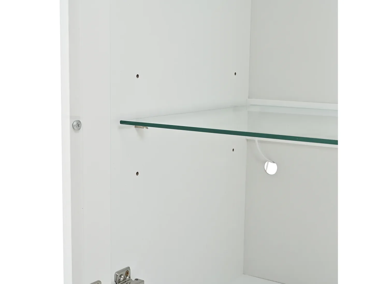 Vitrina LED blanca con puertas acrílicas y 3 estantes, 50x40x160 cm