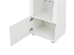 Vitrina LED blanca con puertas acrílicas y 3 estantes, 50x40x160 cm