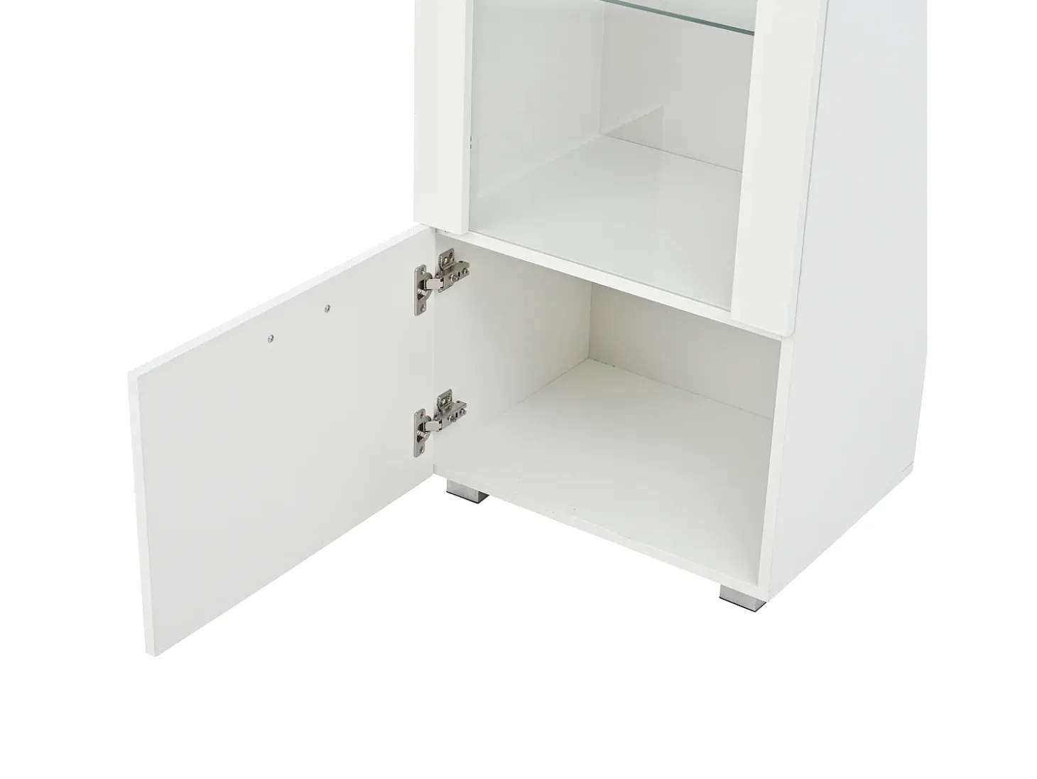 Vitrina LED blanca con puertas acrílicas y 3 estantes, 50x40x160 cm