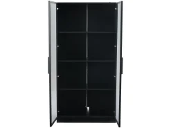 Vitrina LED de 16 colores, 80 x 40 x 160 cm, con dos puertas de cristal y estantes ajustables, color negro - para salones y oficinas