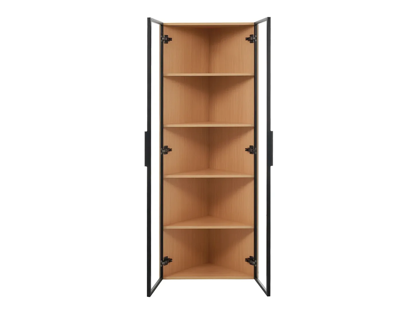Vitrina LED de cristal, MDF, roble, con iluminación integrada, vitrina de coleccionista, 62x35x160 cm