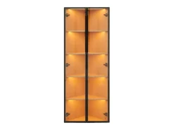 Vitrina LED de cristal, MDF, roble, con iluminación integrada, vitrina de coleccionista, 62x35x160 cm