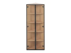 Vitrina LED de cristal, MDF, roble, con iluminación integrada, vitrina de coleccionista, 62x35x160 cm