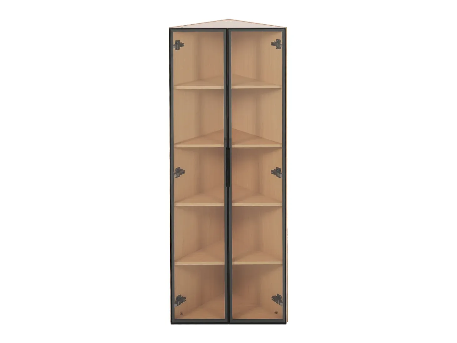Vitrina LED de cristal, MDF, roble, con iluminación integrada, vitrina de coleccionista, 62x35x160 cm